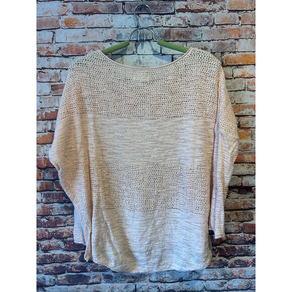 Lou and Grey pink sweater open knit 3/4 sleeve women's size medium - Picture 2 of 5